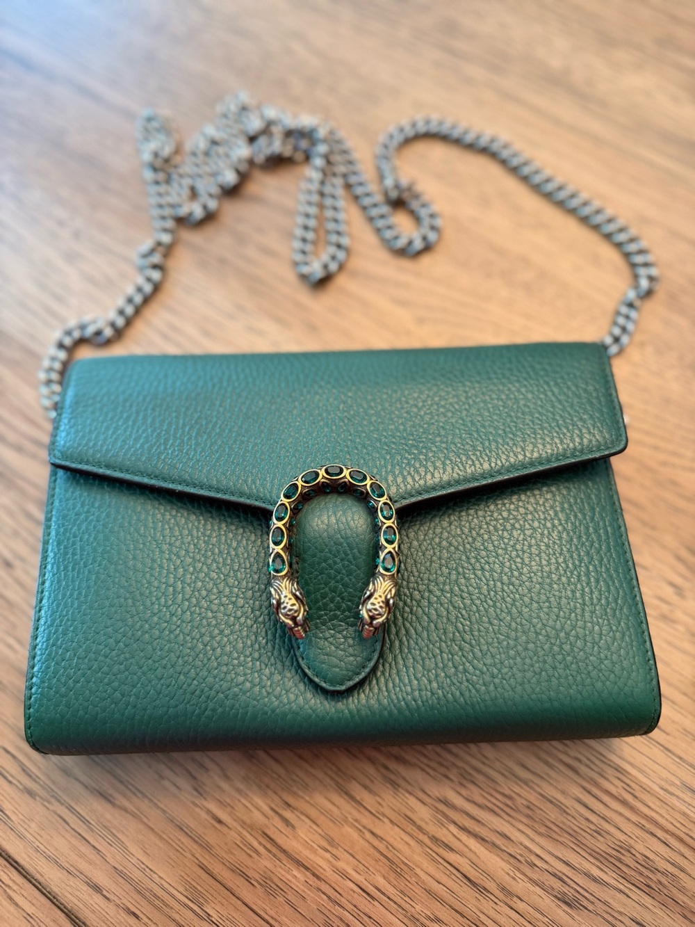 Gucci Green Pebbled Leather Crossbody with Horsebit Accent